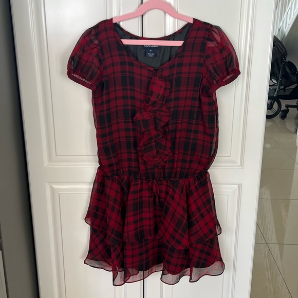 Ralph Lauren red and black plaid lined dress size 12 - Picture 2 of 7